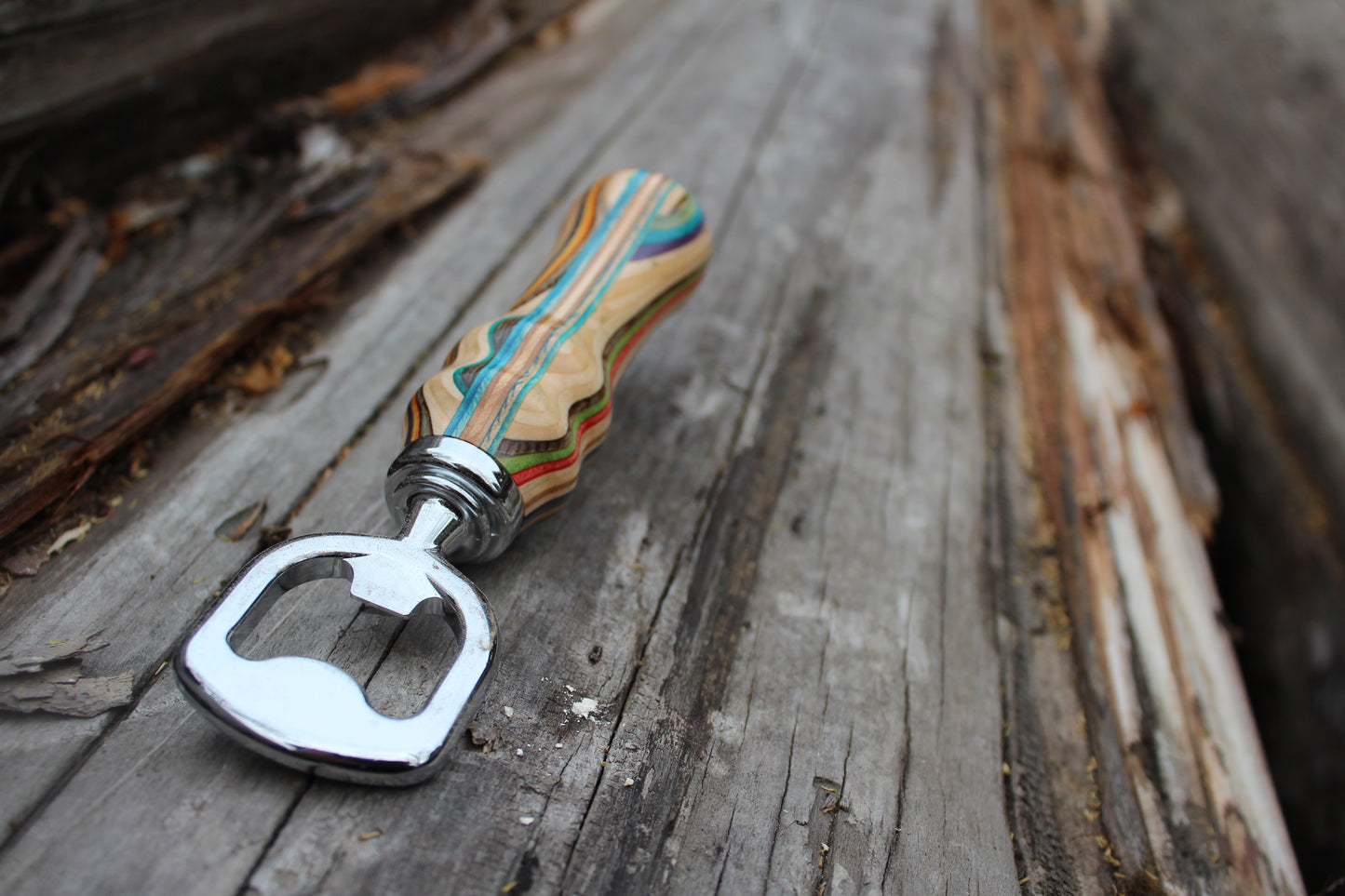 Bottle Opener, skateboard and hardwood